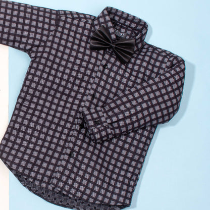 Baby Boy 4 Piece Black Small box Print Formal Set