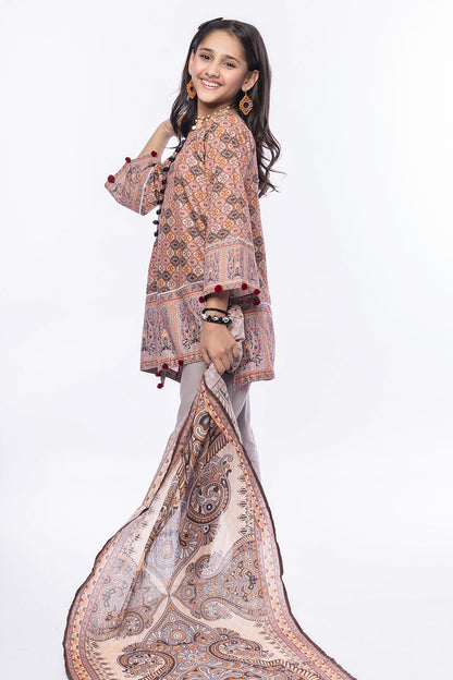3PCS Digital Printed Lawn Shirt, Dupatta & Cotton Trouser SKU: SFRK-010