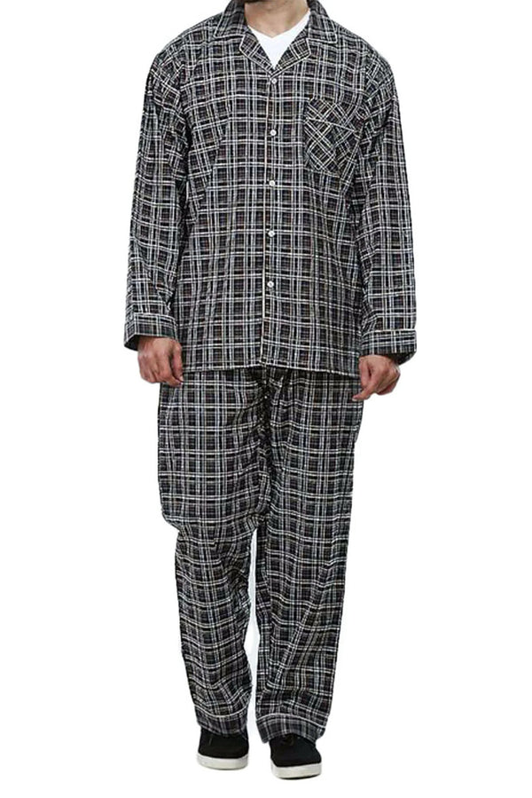 Valerie Men's Pajama Set / Pajamas / Pajamas / PJs, Woven, Check-VL-CHPJ-01-BLK