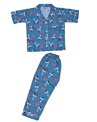 Kids klub cozy sleepwear breathable & light weight pajama set-blue; animal