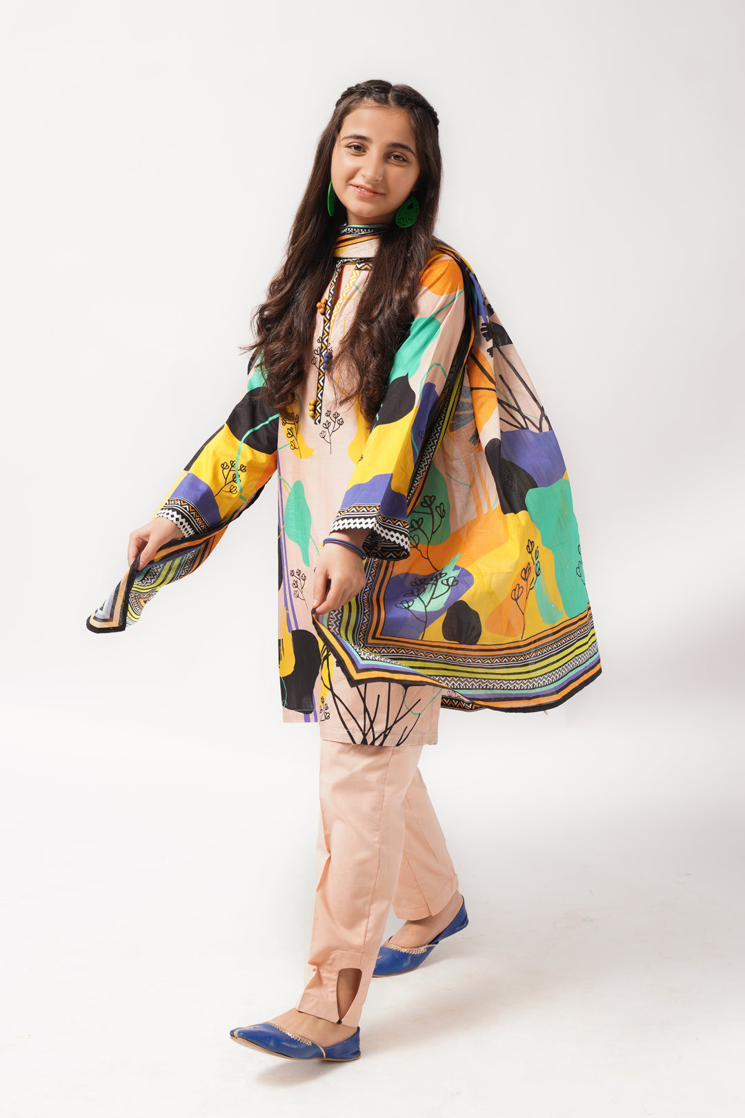 3Pcs Digital Printed Suit in Mushroom SKU: 3PCS-038