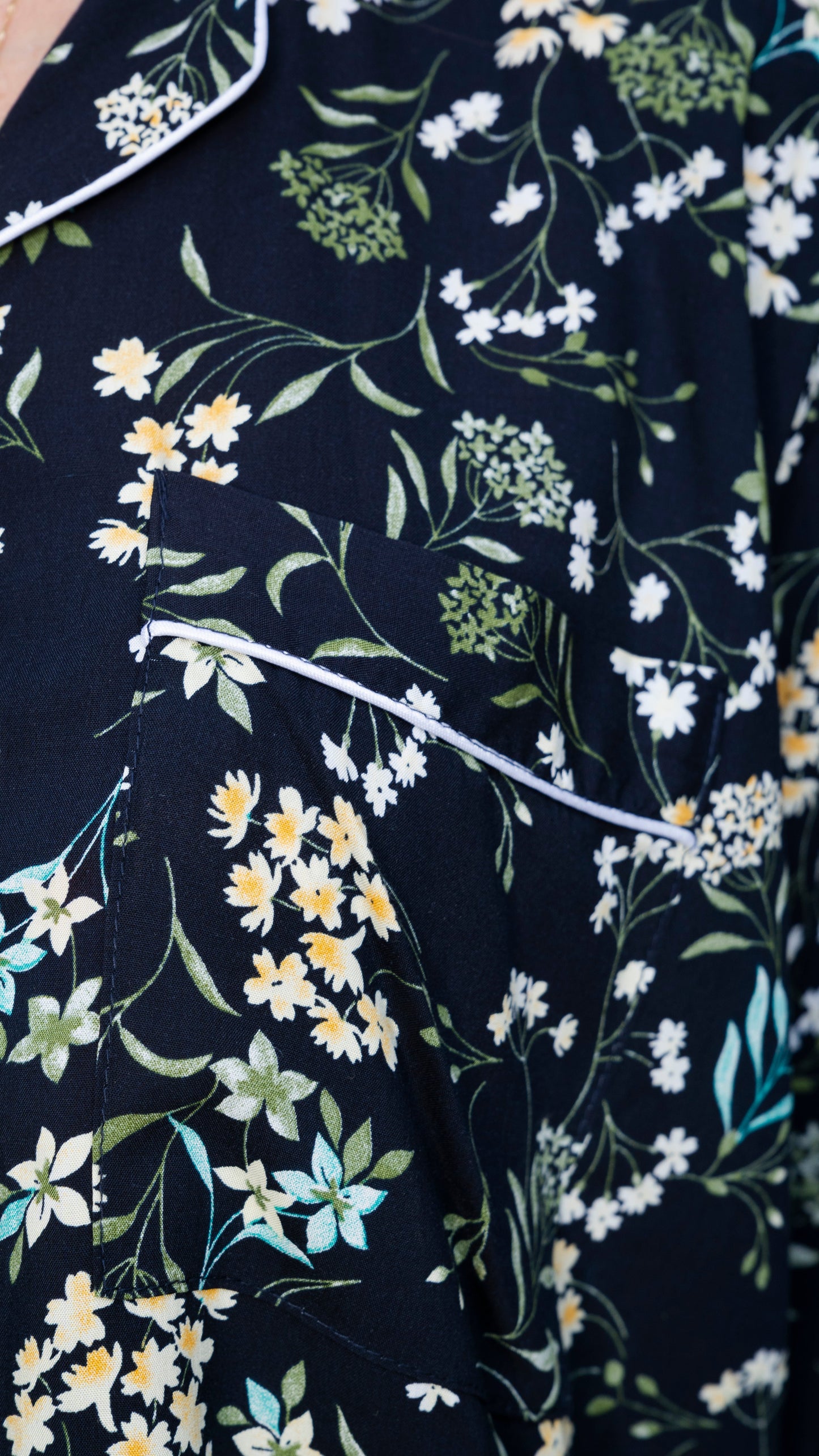 Dark Blue Flowers PJ Set