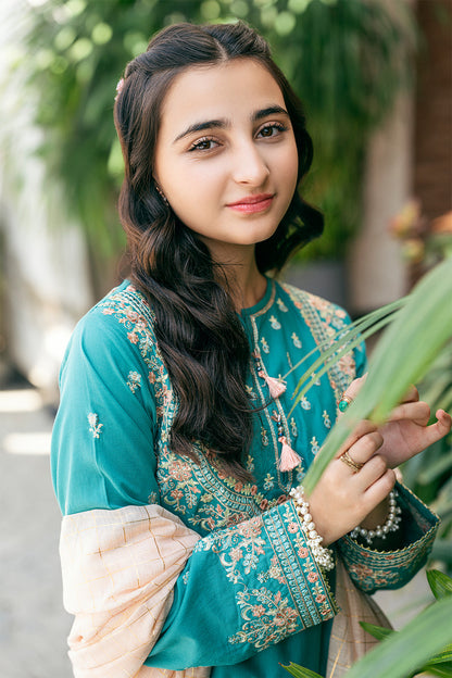 Cotton Lawn Fabric EMBROIDERED SHIRT AND SHALWAR TABEL PRINT 3 PCS SUIT SKU:  TSFC-027