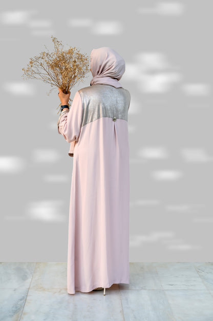 A017 POWDER PINK METALLIC BODICE CLOAK