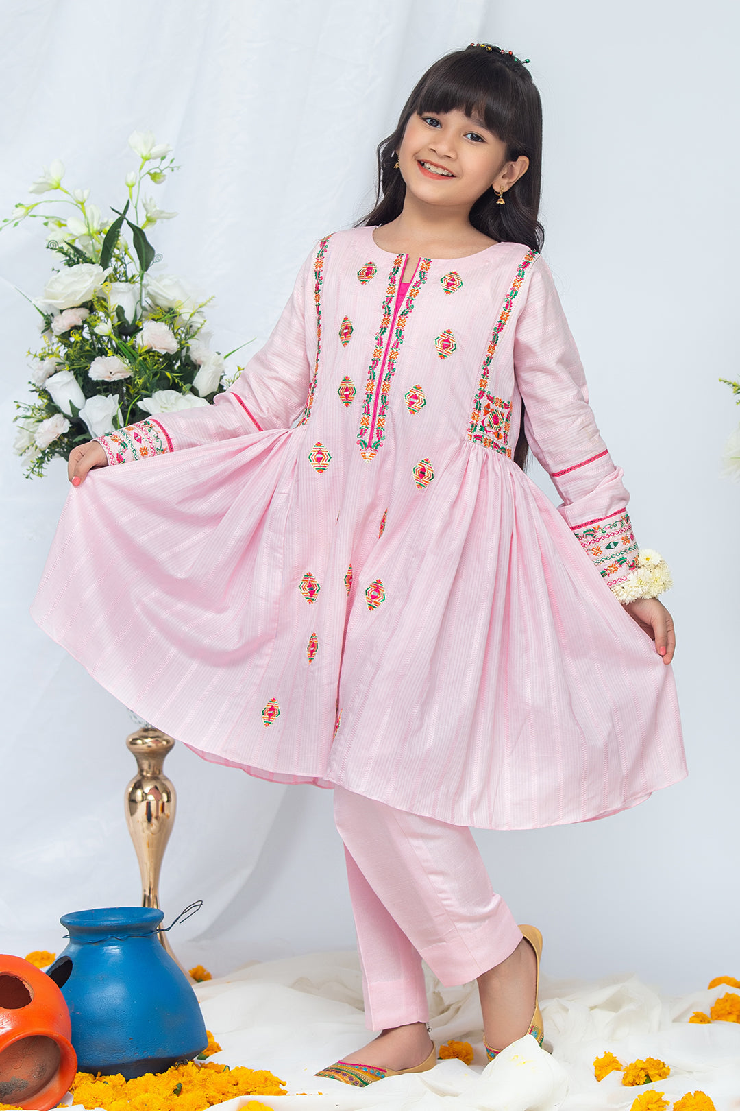 2PCS Jacquard Suit Shirt & Cotton Trouser SKU: EMB-041