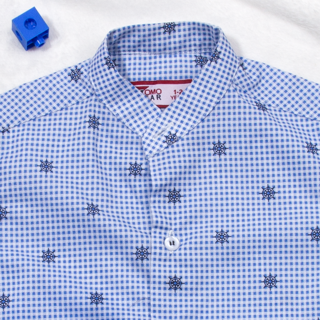 Baby Boy Blue Dots Shirt Steering Print