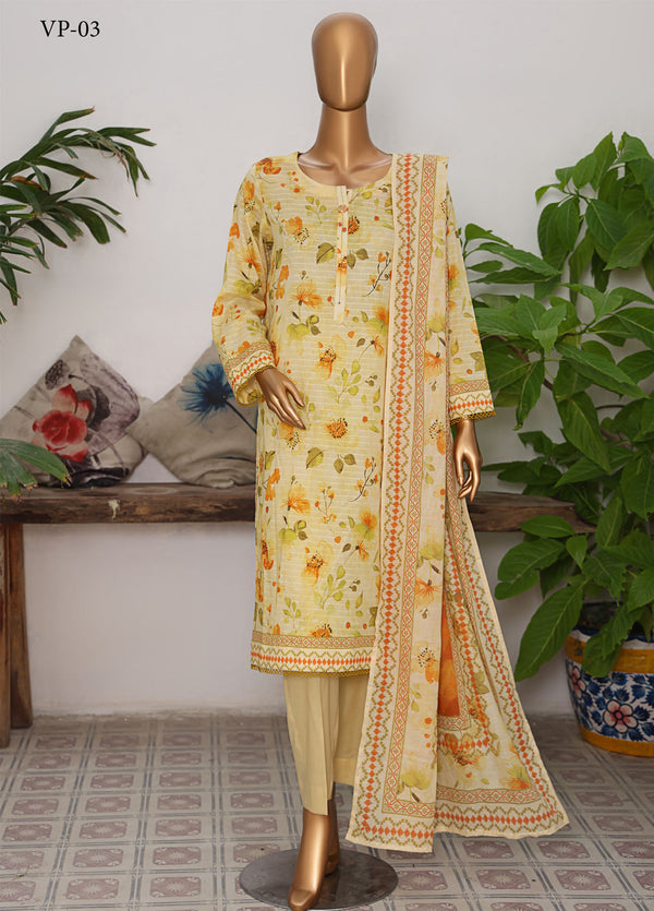 Vital Prints By HZ Textiles Slub Lawn 3 Piece Unstitched Suit HZ25VPSLD VP-03