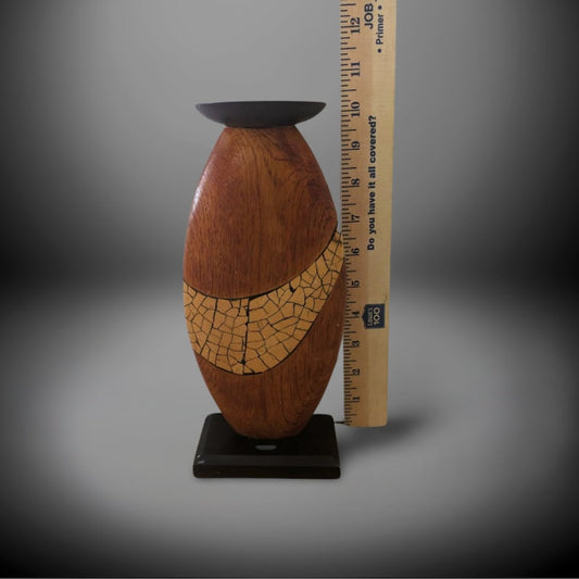Vintage Mid-Century Modern Wooden Candlestick Holders Set of 3 | MCM Centerpiece Candle