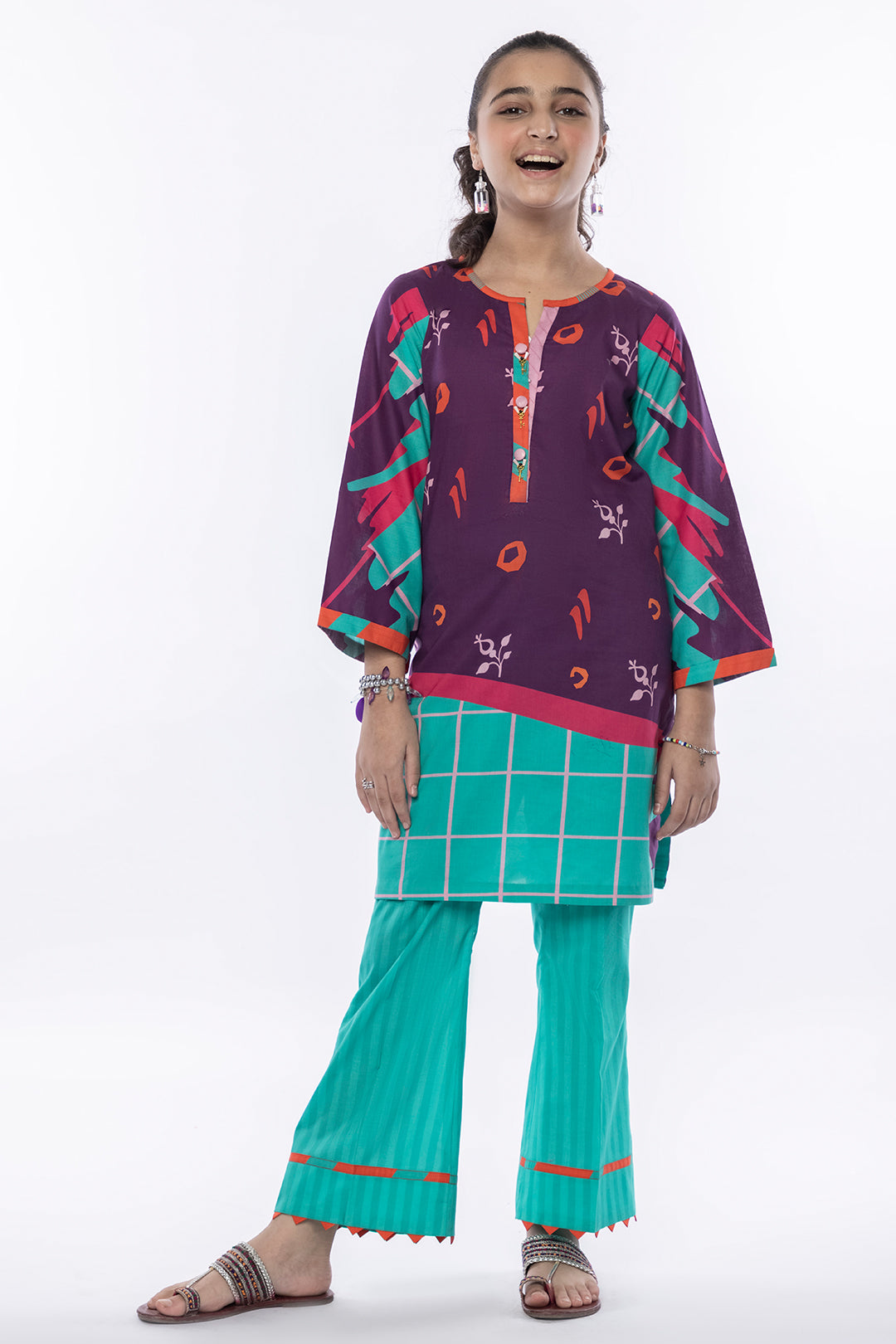 2Pcs Printed Lawn Suit DK-Purple SKU: MAC-015