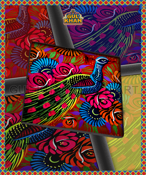 Blue & Red Peacock Coaster Design