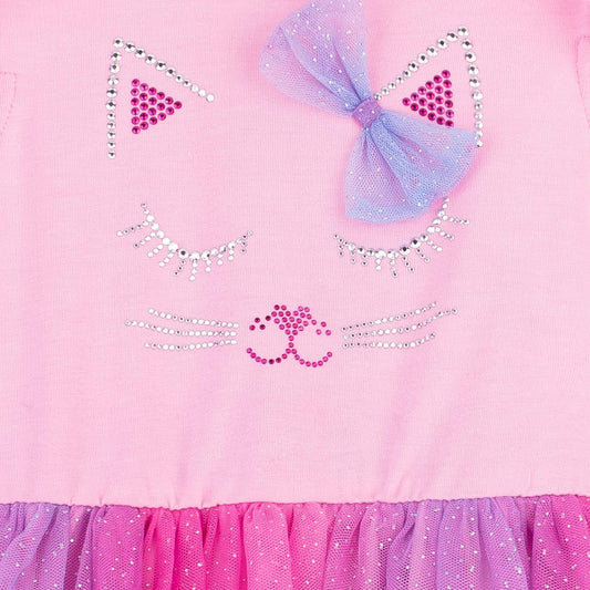 Girl Pink Cat Face Frock