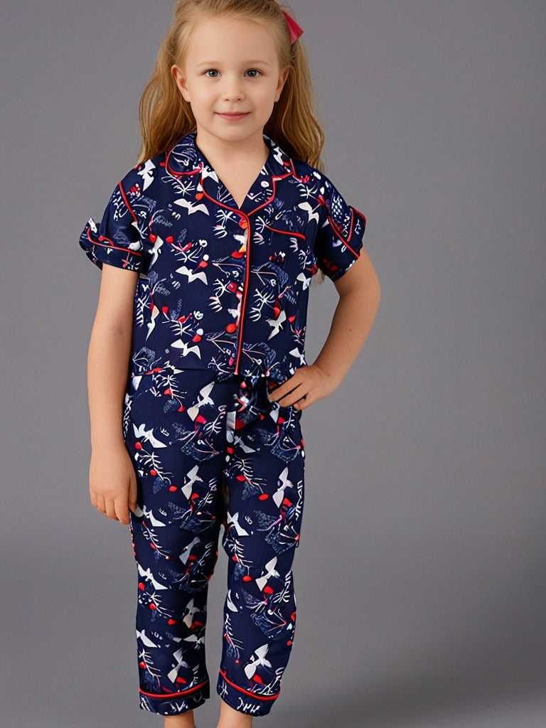 Kids klub cozy sleepwear breathable & light weight pajama set-navy; animal