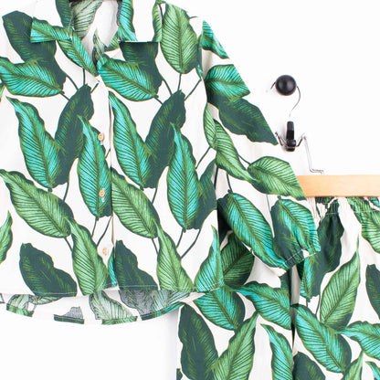 Girl Co-Ord Set Green Leafs Print