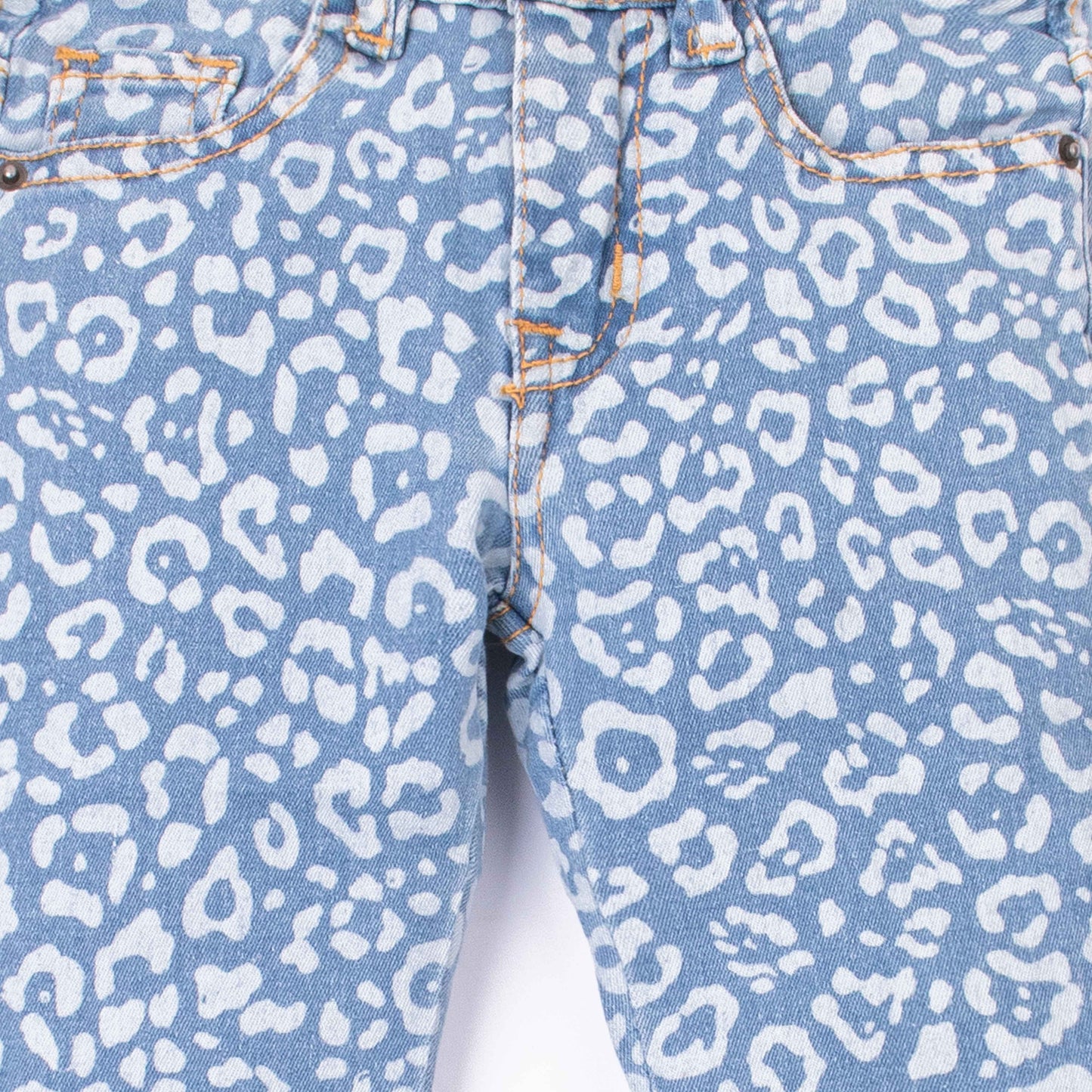 Girl Blue Leopard Print Denim Bell Bottom