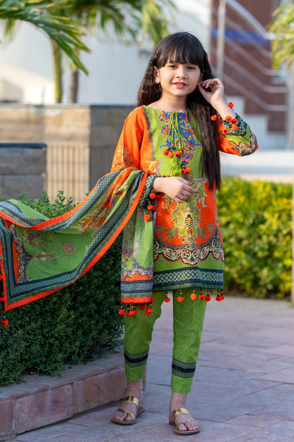 Girls Digital Printed Khaddar 3 Piece