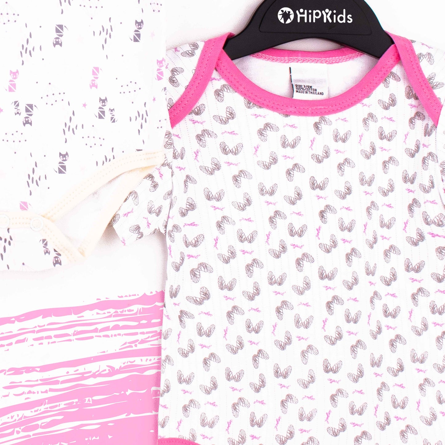 Baby Girl 3 Pk Bodysuits Pink Cat Face