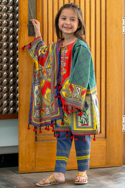 Girls Digital Printed Khaddar 3 Piece
