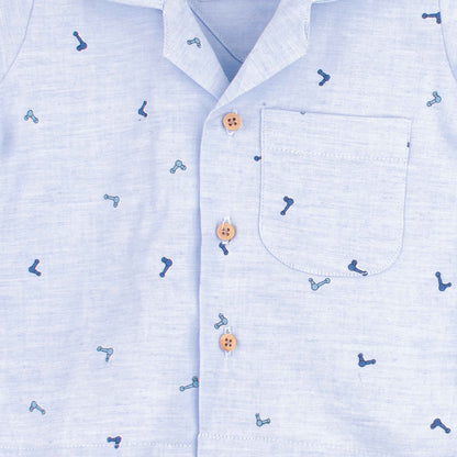 Baby Boy 2 Piece Safari Suit Blue Handal Print