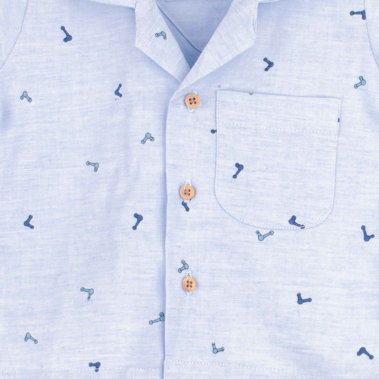 Baby Boy 2 Piece Safari Suit Blue Handal Print