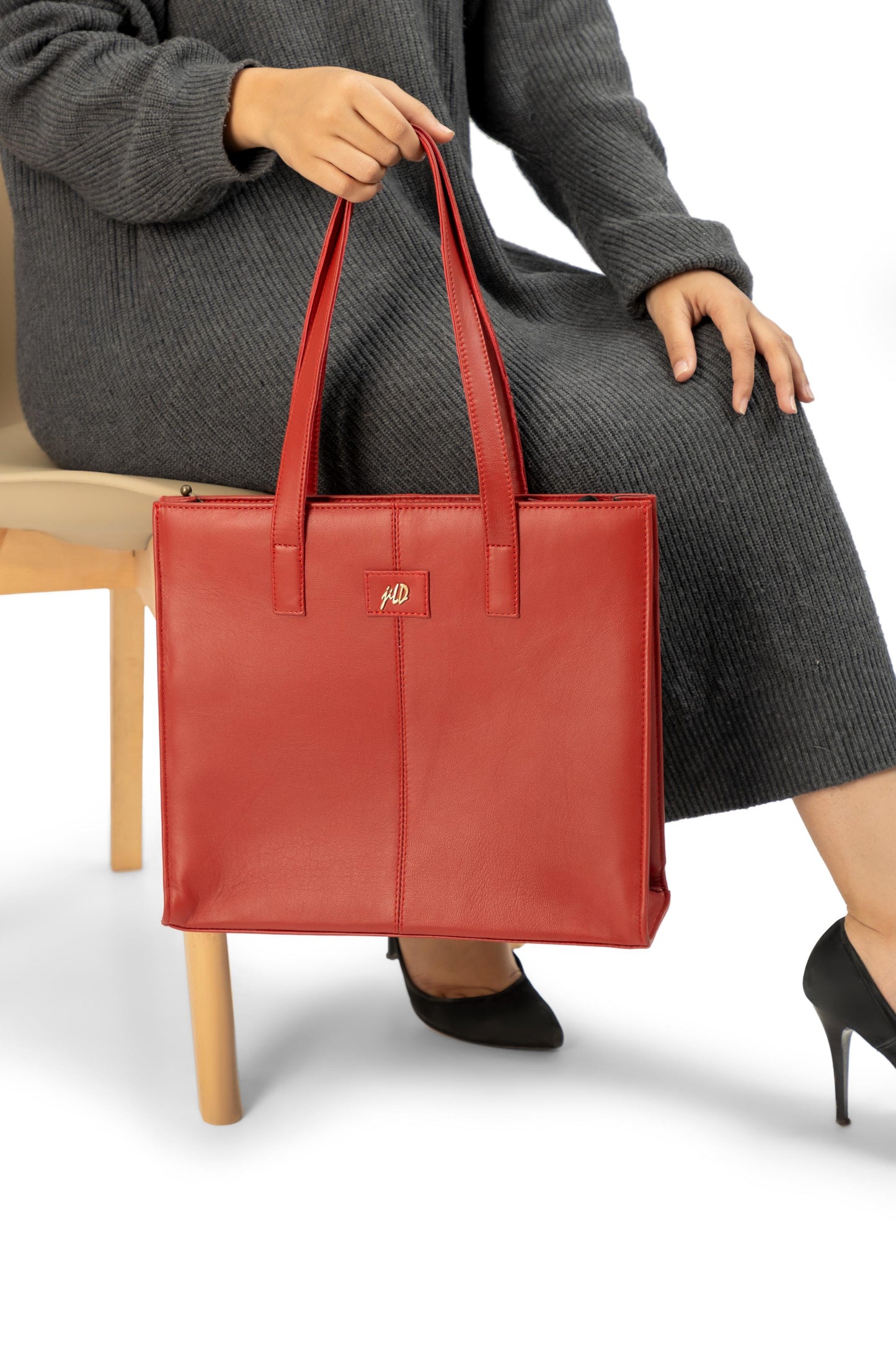 Everyday Women's Leather Zipper Tote Bag-Candy Red
