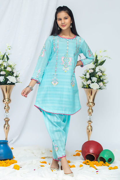 2PCS Jacquard Suit Shirt & Cotton Trouser SKU: EMB-046