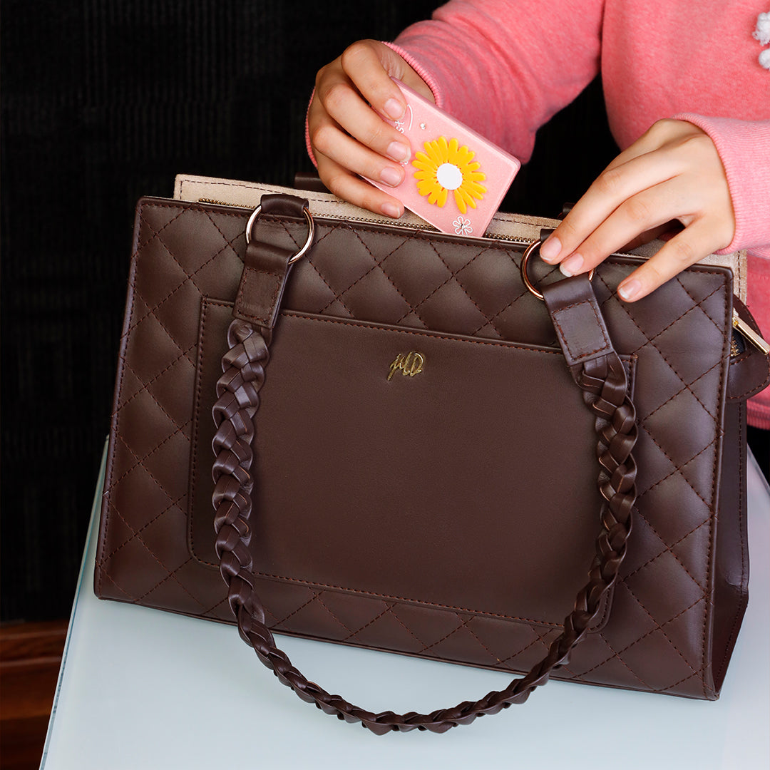 Velvique Leather Tote Bag-tan