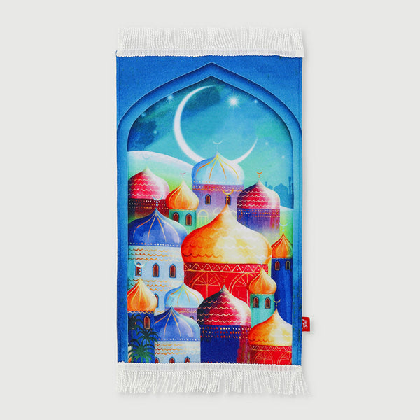 Prayer Mat Digital Print White Stars Moon