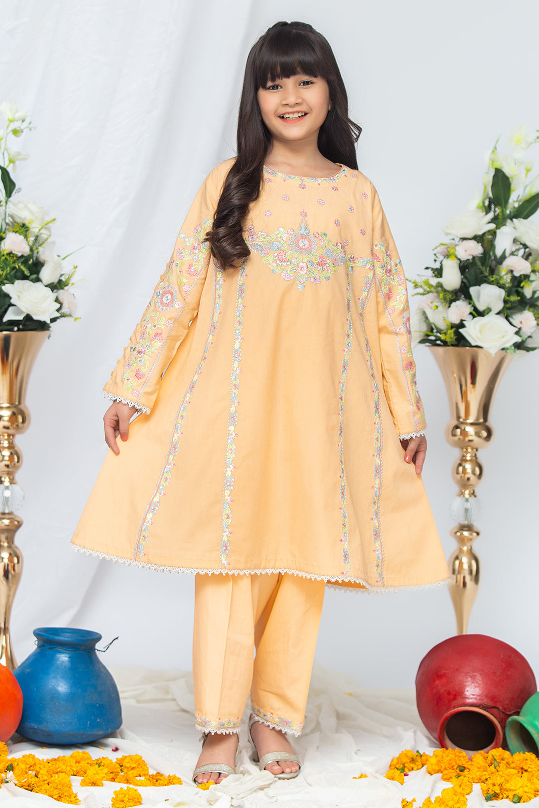2PCS Jacquard Suit Shirt & Cotton Trouser SKU: EMB-043
