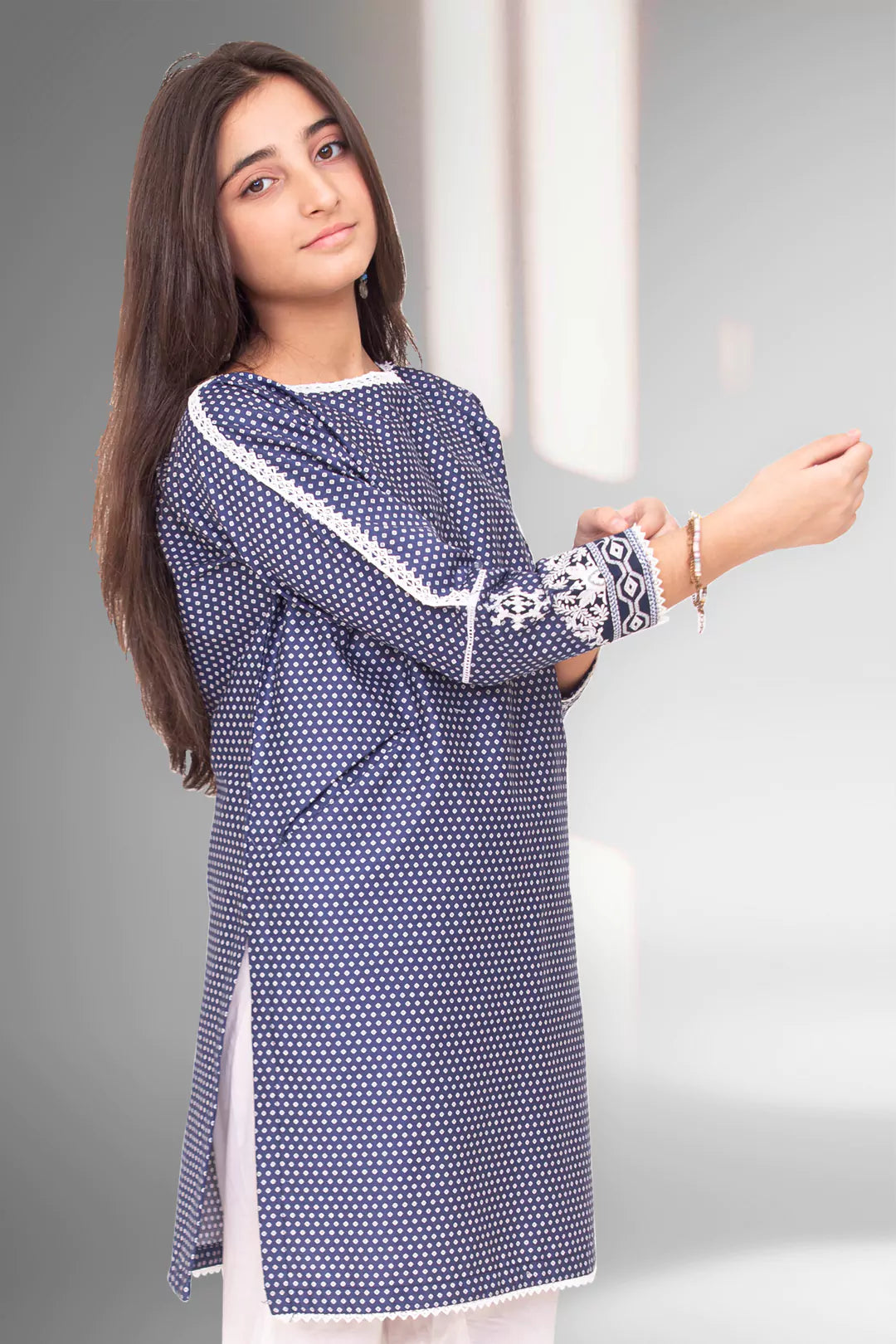 1 pc Printed Tunic Shirt With Embroidery FRK-056