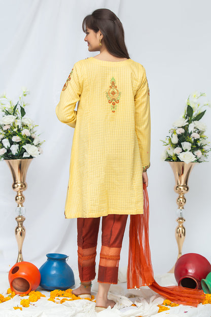 3PCS Jacquard Suit Shirt, Dupatta & Cotton Trouser SKU: EMB-036