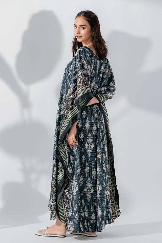 Valerie Women BLACK PRINT Caftan Lounge Wear / Nightwear-VL-CAF-BLK-MUL