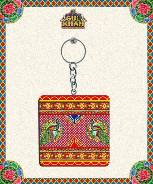 Peacock Printed Truck Art Key Chain Design