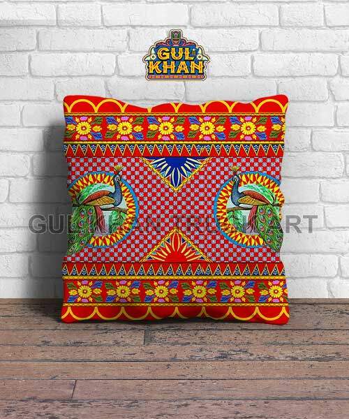 Peacock Printed Truck Art Cushion Design