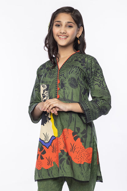 2Pcs Printed Lawn Suit Green SKU: MAC-025
