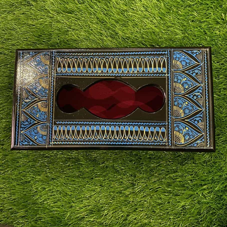 Elevate Your Decor with the Stunning Black and Blue Naqshi Tissue Box