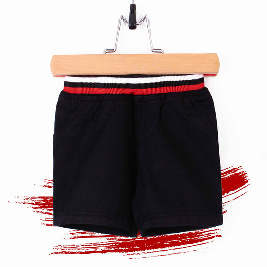Baby Boy Black Rib Cotton Shorts
