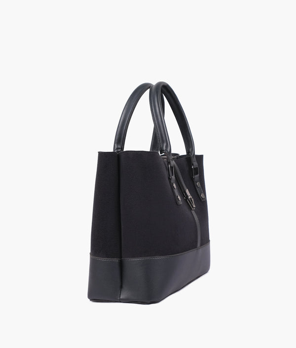RTW Creation - Black suede multi-compartment shoulder bag