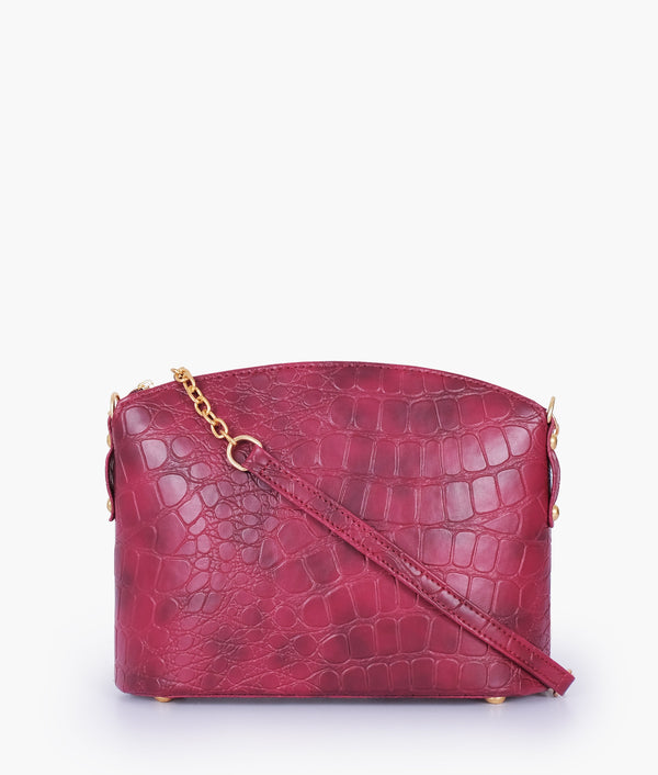 RTW Creation - Burgundy crocodile with chain strap cross-body bag