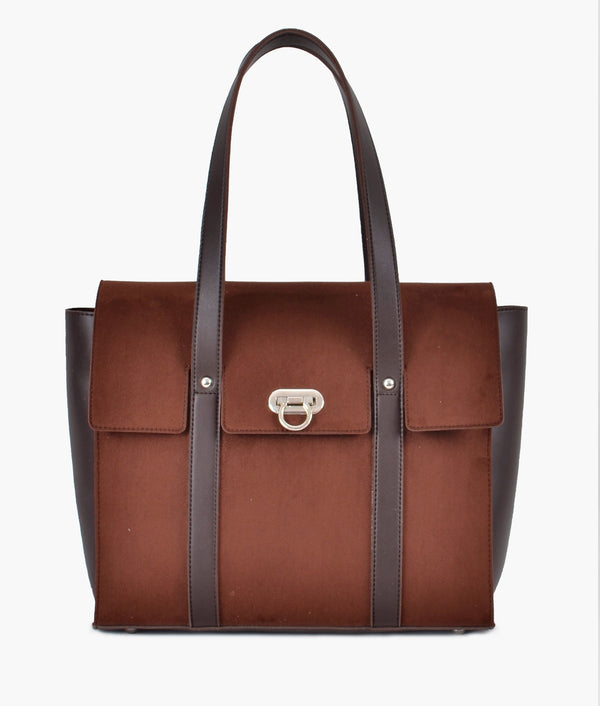 RTW Creation - Dark brown suede carry-all satchel bag