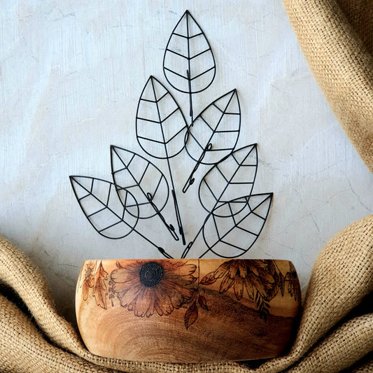 Wood Burned Floral Bowl