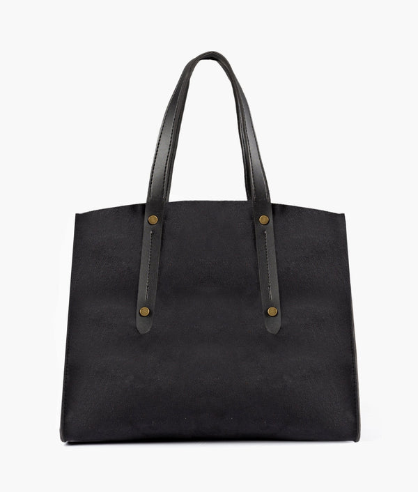 RTW Creation - Black suede multi compartment satchel bag