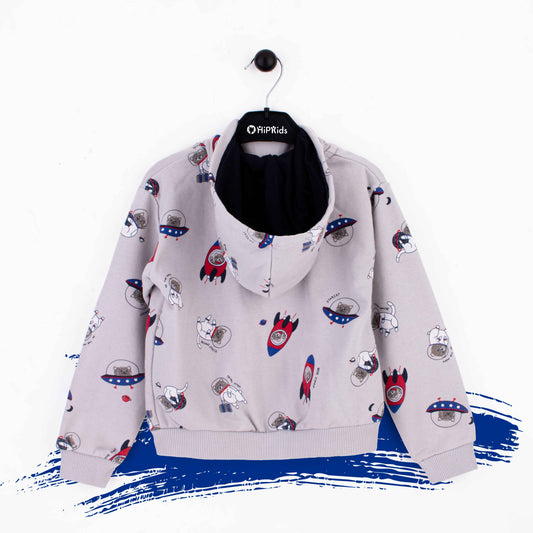Baby boy Zipper Hoodie Astro Print