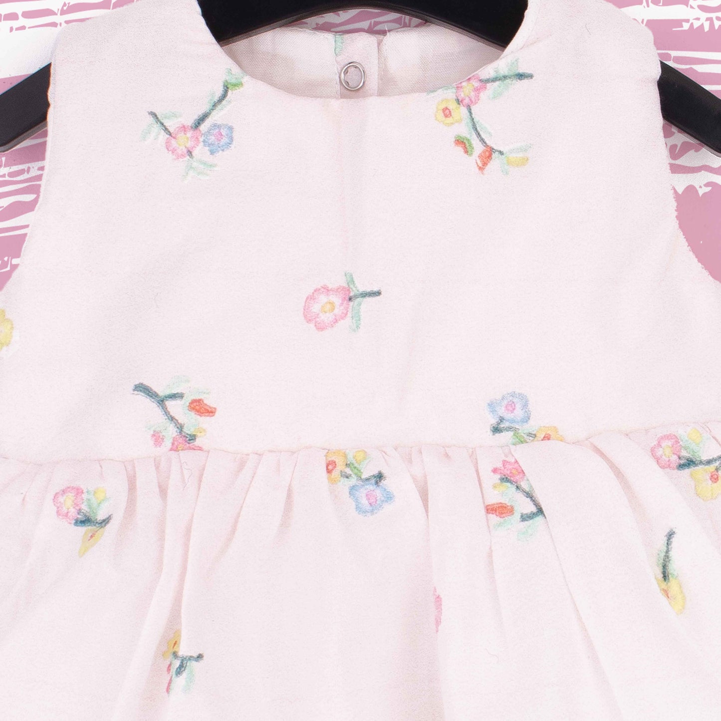 Baby Girl Pink Embroidered Flower Cotton Frock