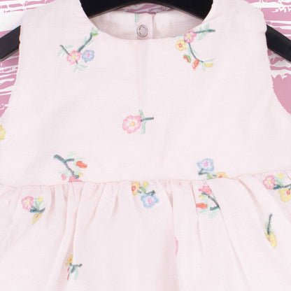 Baby Girl Pink Embroidered Flower Cotton Frock