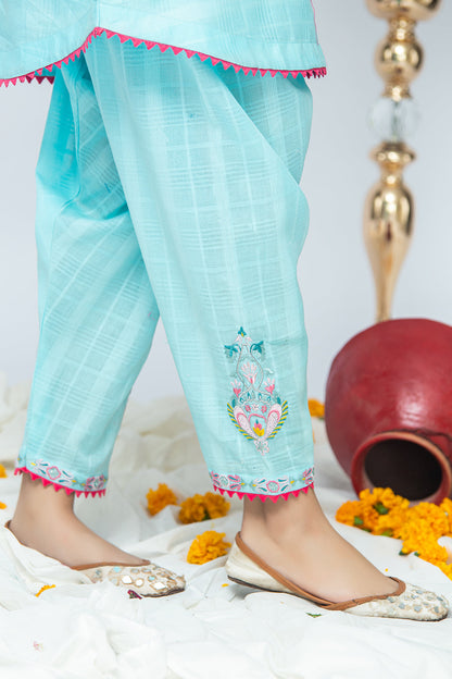 2PCS Jacquard Suit Shirt & Cotton Trouser SKU: EMB-046