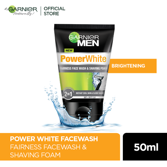 Garnier Men Power White Face Wash & Shaving Foam 50ml