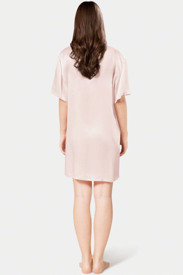 Women Short-Sleeve Silk Night Shirt-VL-NS01-LPK