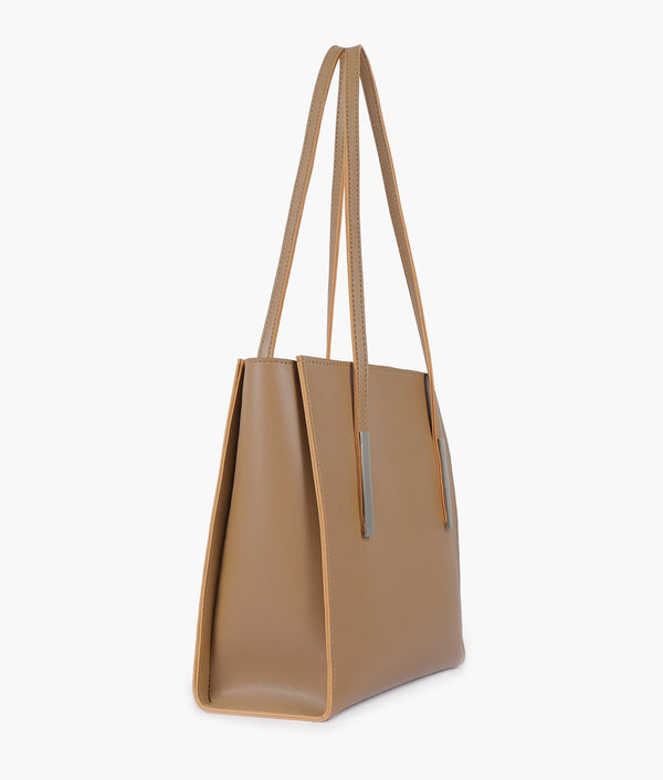RTW Creation - Coffee zipper shoulder bag with long handle