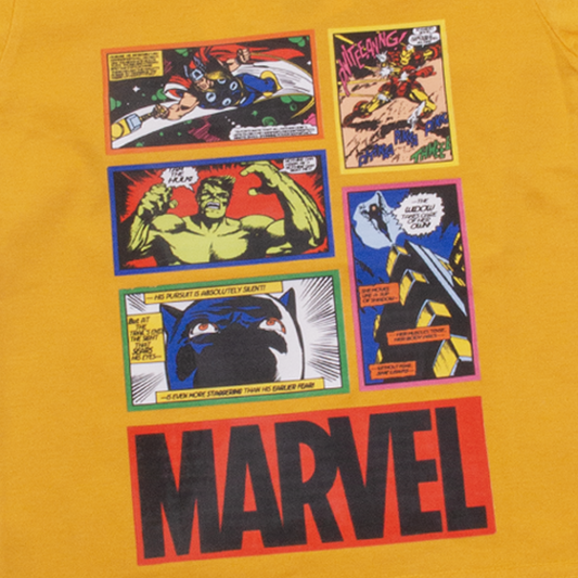 Boy Yellow Marvels Print T-Shirt