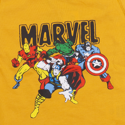 Boy Yellow Marvel Print T-Shirt
